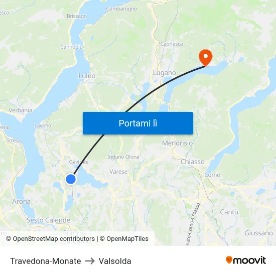 Travedona-Monate to Valsolda map