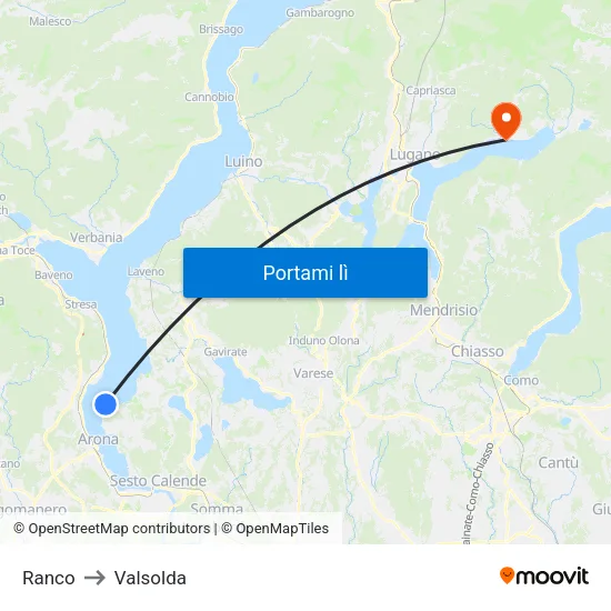 Ranco to Valsolda map