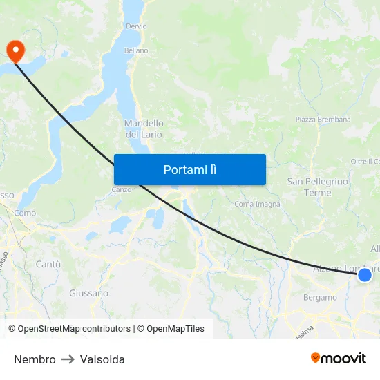 Nembro to Valsolda map