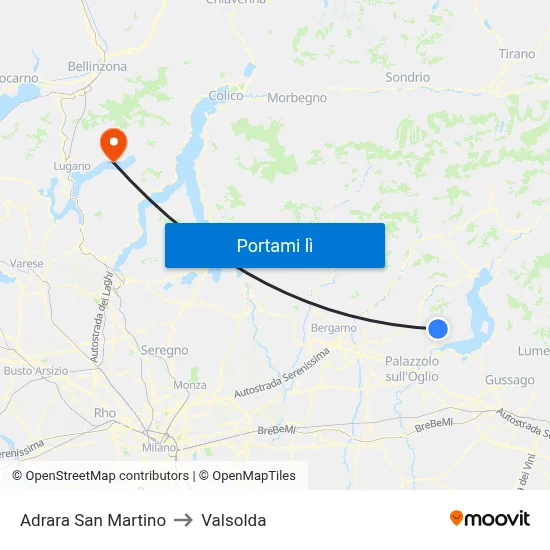 Adrara San Martino to Valsolda map
