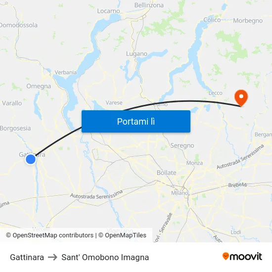 Gattinara to Sant' Omobono Imagna map