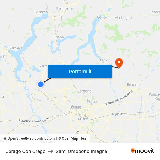 Jerago Con Orago to Sant' Omobono Imagna map