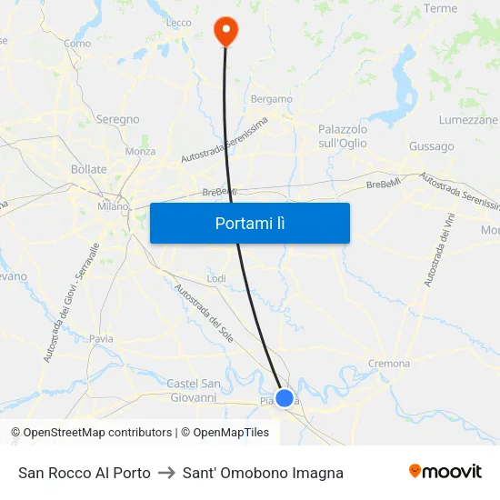San Rocco Al Porto to Sant' Omobono Imagna map