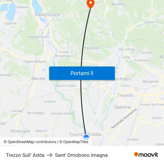 Trezzo Sull' Adda to Sant' Omobono Imagna map