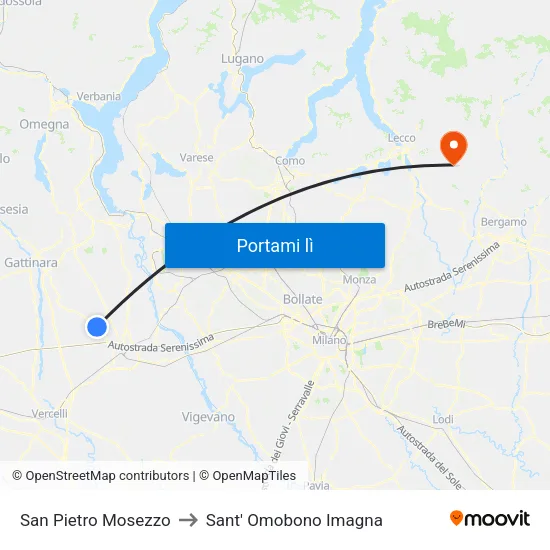 San Pietro Mosezzo to Sant' Omobono Imagna map