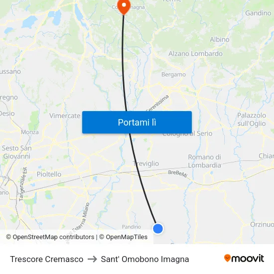 Trescore Cremasco to Sant' Omobono Imagna map