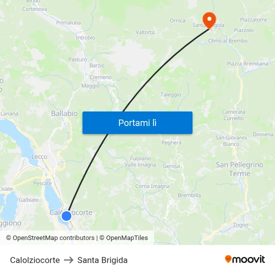 Calolziocorte to Santa Brigida map