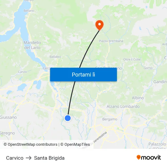 Carvico to Santa Brigida map