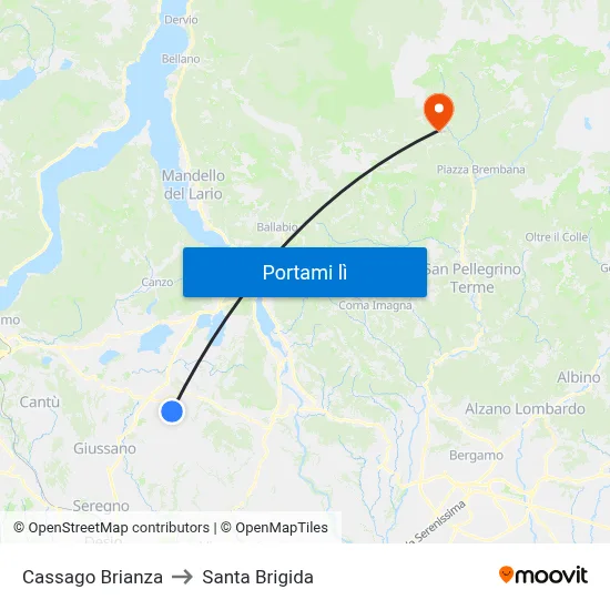 Cassago Brianza to Santa Brigida map