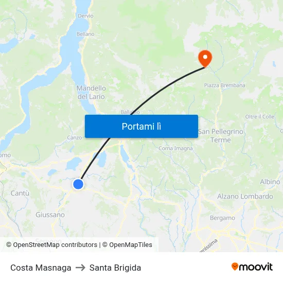 Costa Masnaga to Santa Brigida map