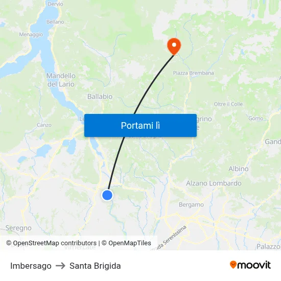 Imbersago to Santa Brigida map