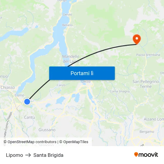 Lipomo to Santa Brigida map