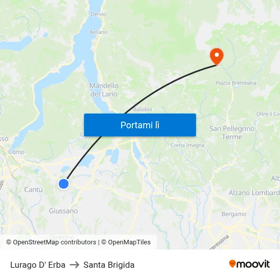 Lurago D' Erba to Santa Brigida map
