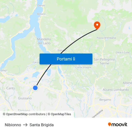 Nibionno to Santa Brigida map