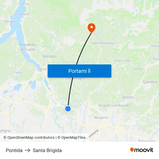 Pontida to Santa Brigida map