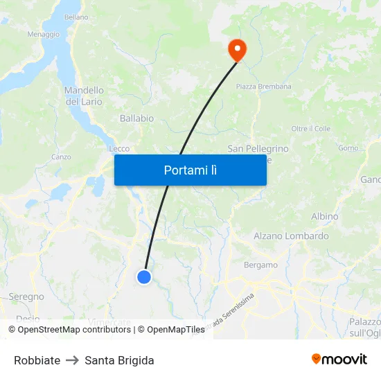 Robbiate to Santa Brigida map