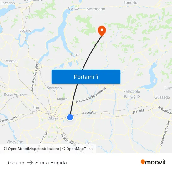 Rodano to Santa Brigida map