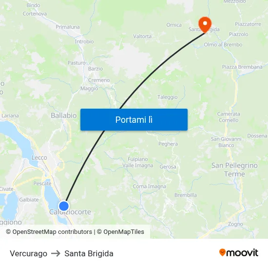 Vercurago to Santa Brigida map