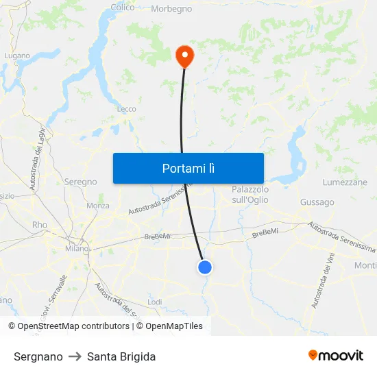 Sergnano to Santa Brigida map