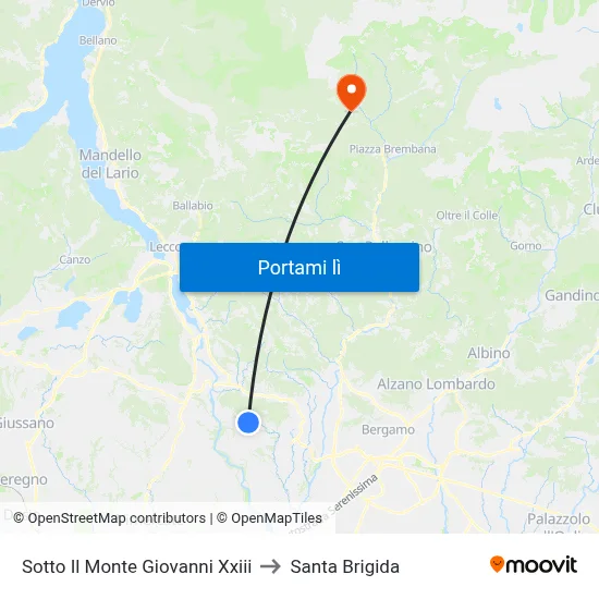 Sotto Il Monte Giovanni Xxiii to Santa Brigida map
