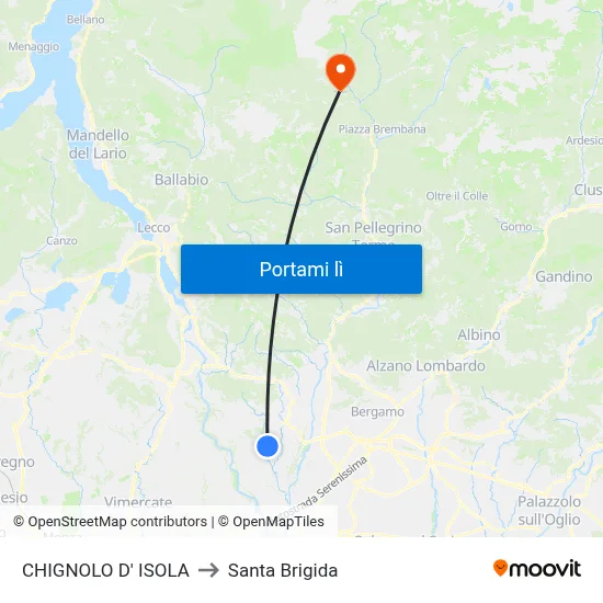 CHIGNOLO D' ISOLA to Santa Brigida map