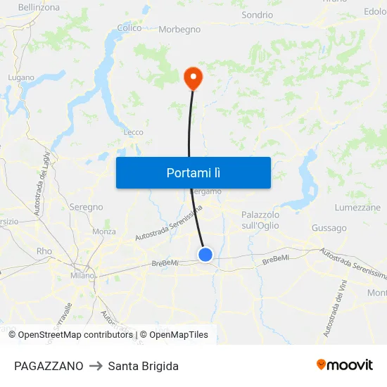 PAGAZZANO to Santa Brigida map