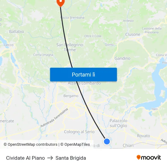 Cividate Al Piano to Santa Brigida map