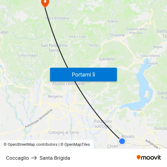 Coccaglio to Santa Brigida map