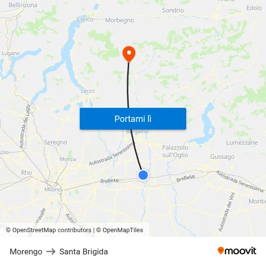 Morengo to Santa Brigida map