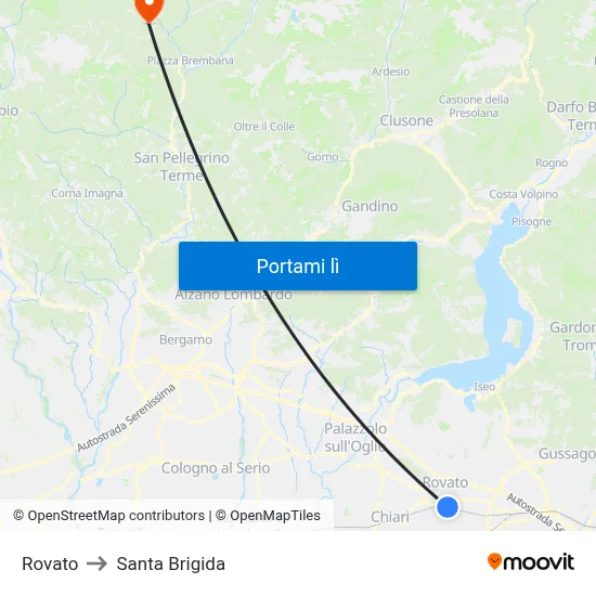 Rovato to Santa Brigida map