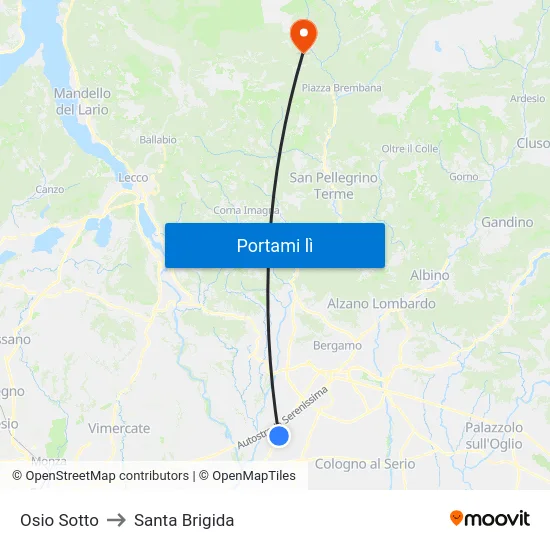 Osio Sotto to Santa Brigida map
