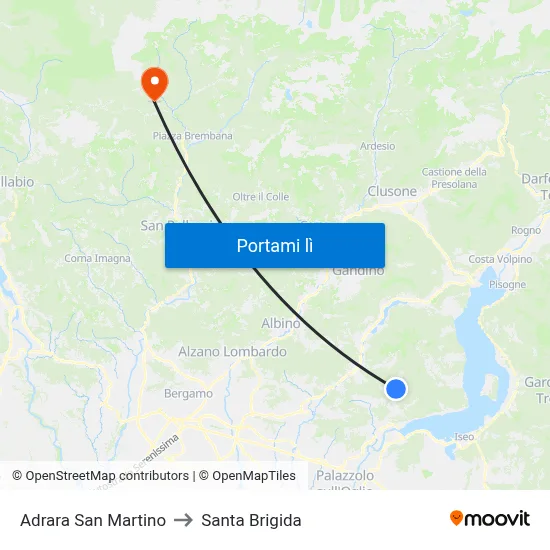 Adrara San Martino to Santa Brigida map