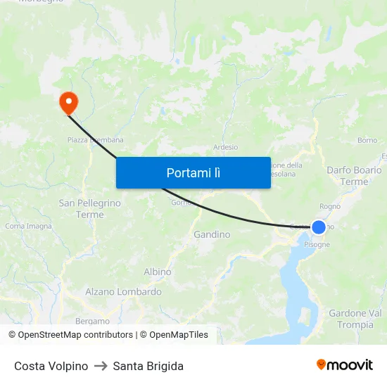 Costa Volpino to Santa Brigida map