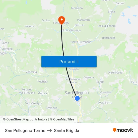 San Pellegrino Terme to Santa Brigida map