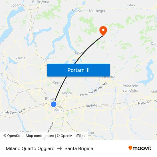 Milano Quarto Oggiaro to Santa Brigida map