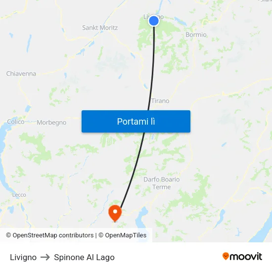 Livigno to Spinone Al Lago map