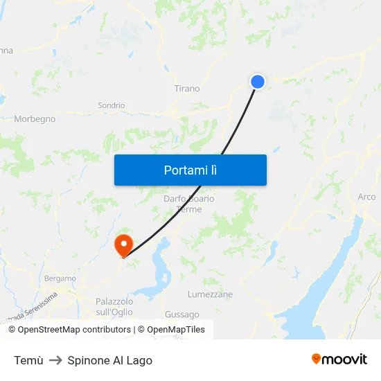 Temù to Spinone Al Lago map