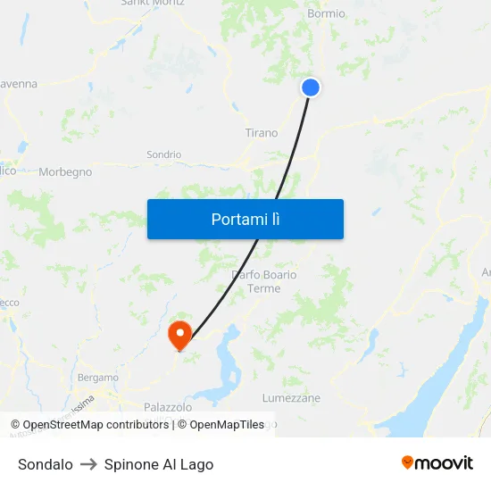 Sondalo to Spinone Al Lago map