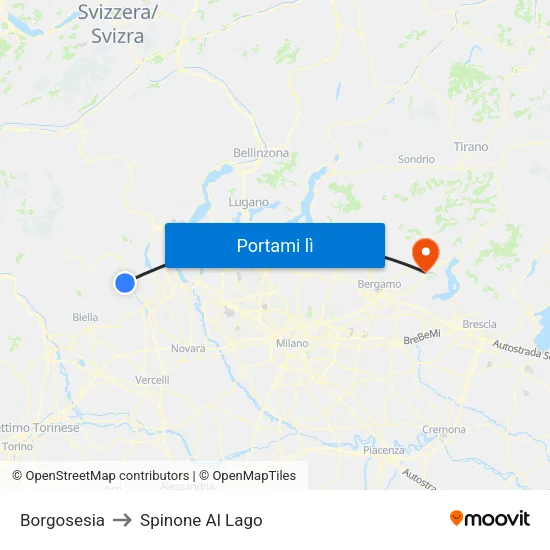 Borgosesia to Spinone Al Lago map