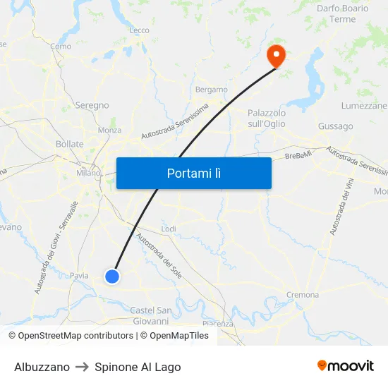 Albuzzano to Spinone Al Lago map