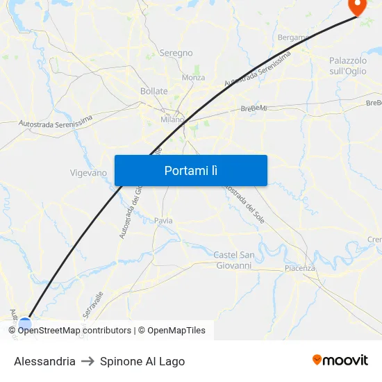 Alessandria to Spinone Al Lago map
