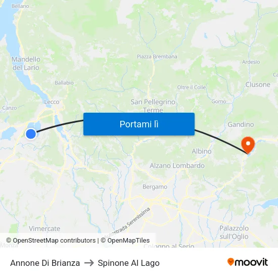 Annone Di Brianza to Spinone Al Lago map