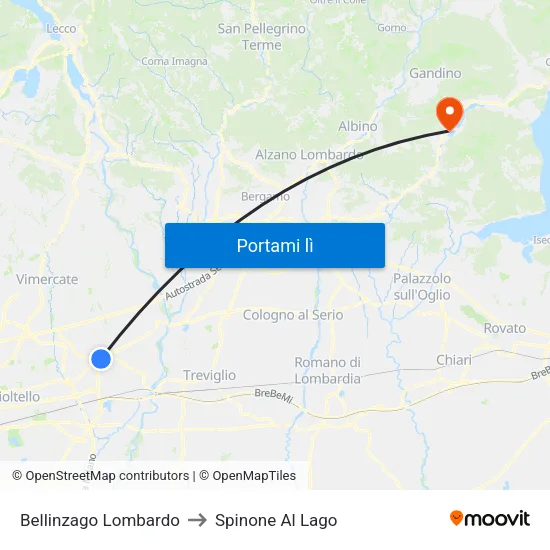 Bellinzago Lombardo to Spinone Al Lago map