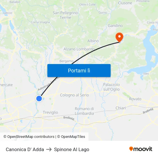Canonica D' Adda to Spinone Al Lago map