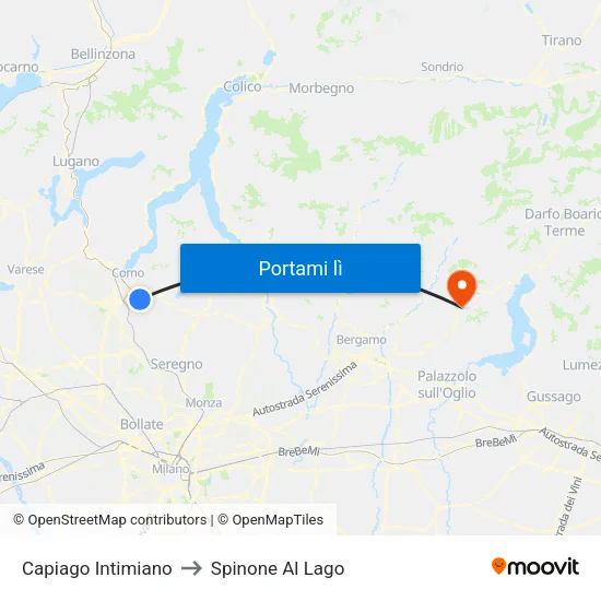 Capiago Intimiano to Spinone Al Lago map