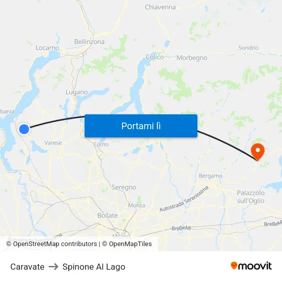Caravate to Spinone Al Lago map