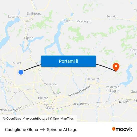 Castiglione Olona to Spinone Al Lago map