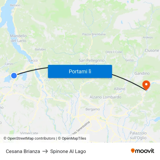 Cesana Brianza to Spinone Al Lago map