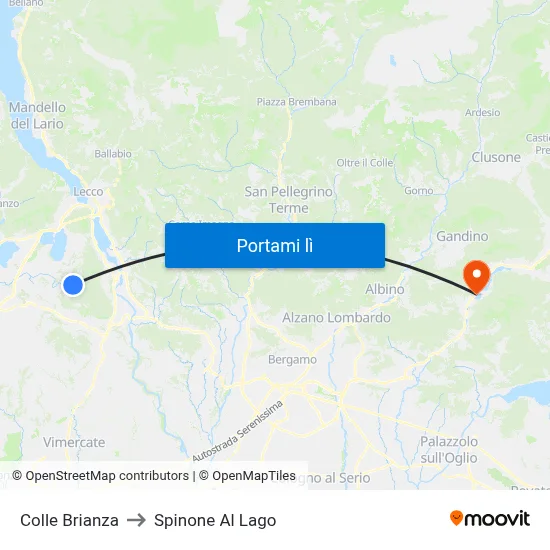 Colle Brianza to Spinone Al Lago map