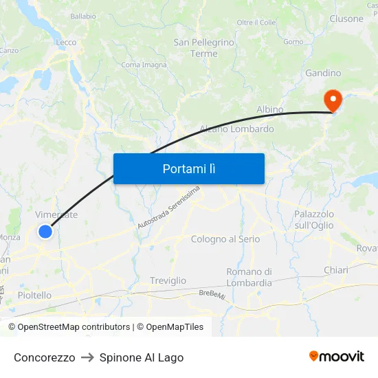 Concorezzo to Spinone Al Lago map